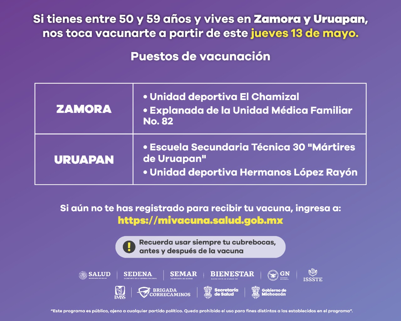 Salud Inicia Este Jueves En Zamora Y Uruapan Vacunacion A Personas De 50 A 59 Anos