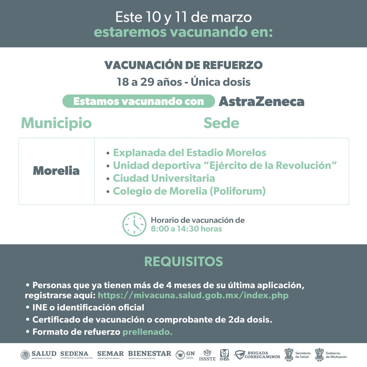 SALUD | Mañana inicia en Morelia aplicación de refuerzo anti Covid-19 para  jóvenes de 18 a 29 años