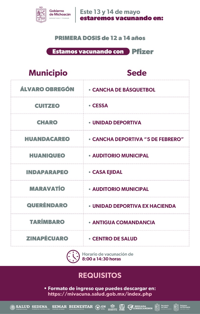 SALUD | Este sábado continúa la vacunación para 12 a 14 años